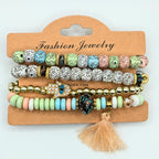 Pastel Beaded Bracelets for Women Jewelry Boho Beaded 4 Stacked Set image 4