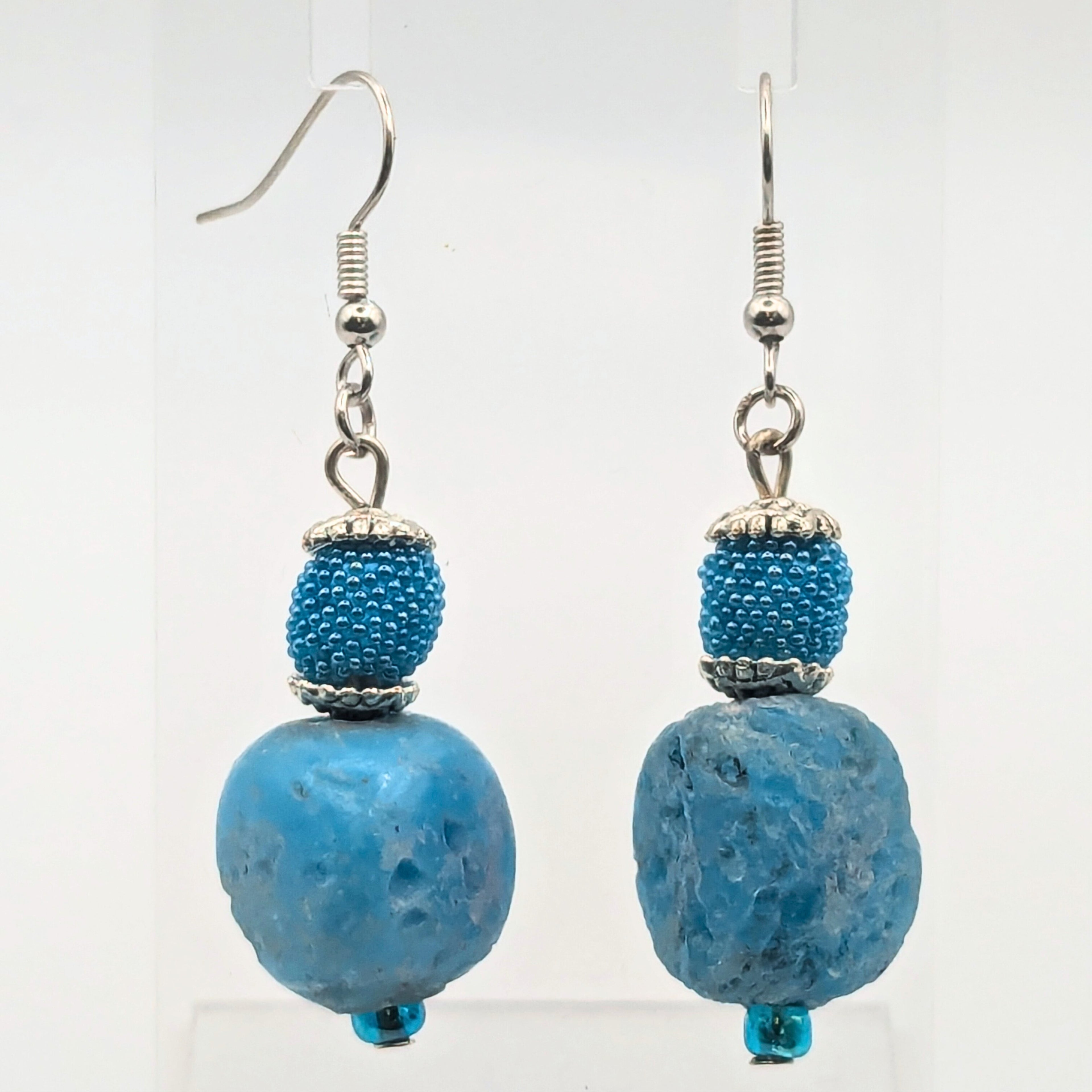 Chunky Light Blue Dangle Earrings image 0