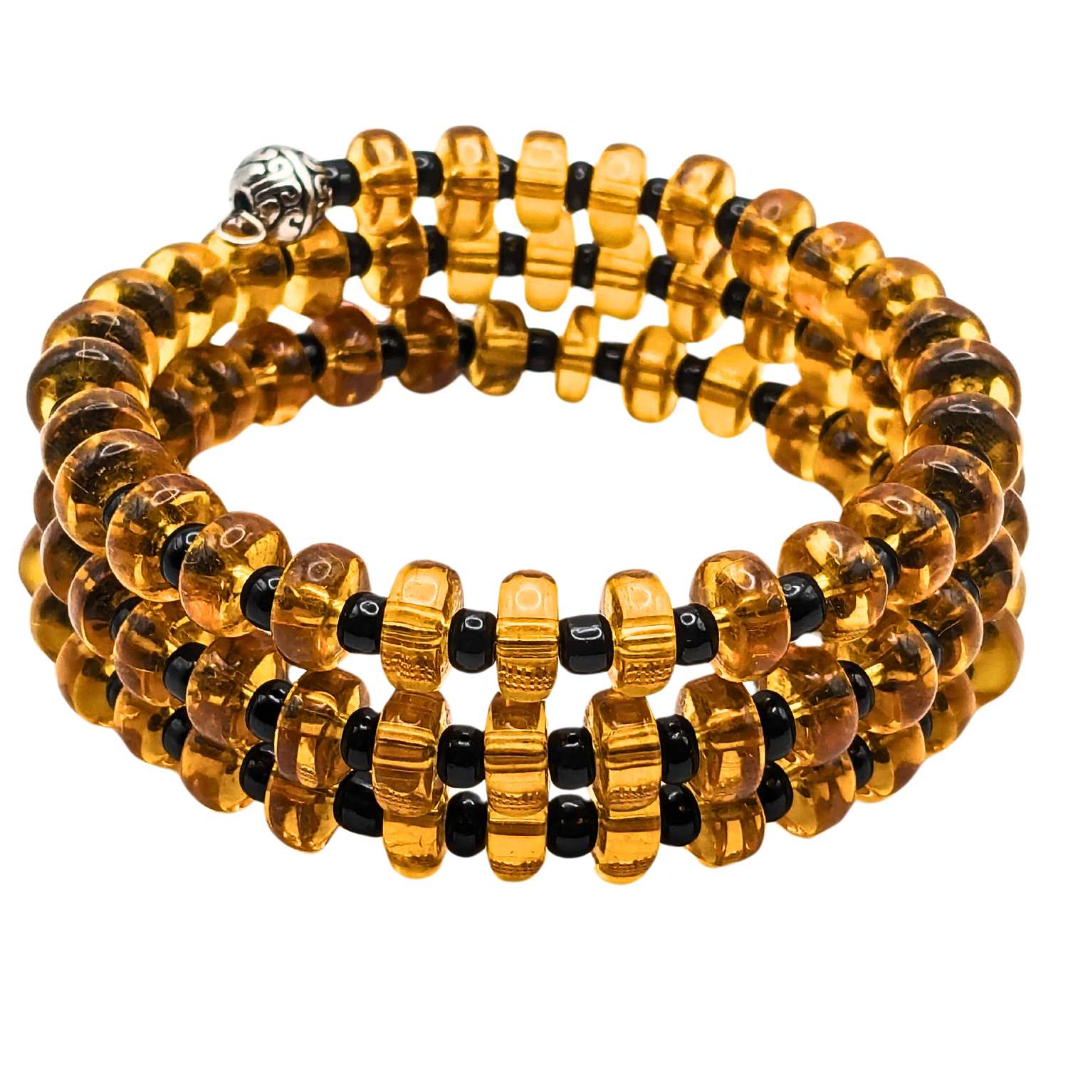 Black And Honey Beaded Cuff Bracelet image 0
