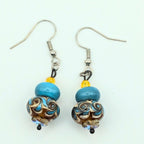 Light Blue And Yellow Swirl Dangle Earrings image 0