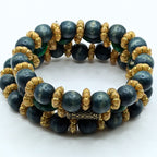 Deep Teal Beaded Bracelets for Women Jewelry Boho Beaded 3 Stacked Set image 3