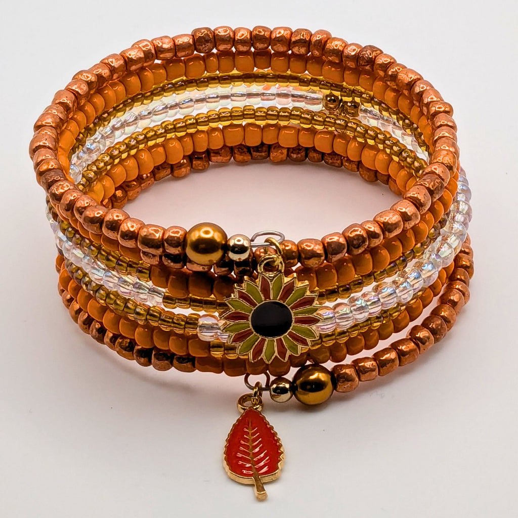 Beaded Cuff Bracelet With Orange Fox And Flower image 2