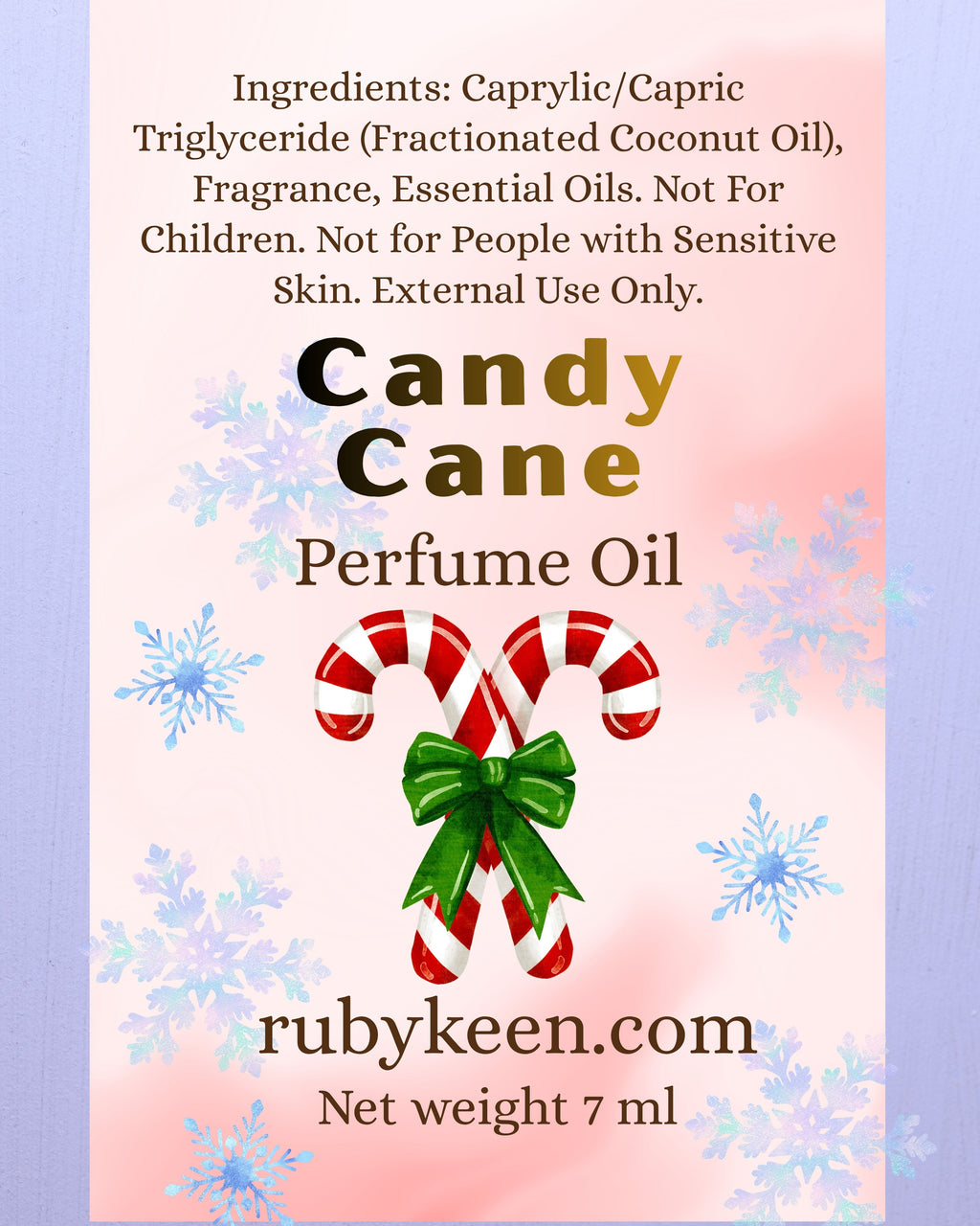 Candy Cane Perfume Oil | Sweet Peppermint Roll On Fragrance | 7 ml Holiday Scent