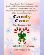 Candy Cane Perfume Oil | Sweet Peppermint Roll On Fragrance | 7 ml Holiday Scent