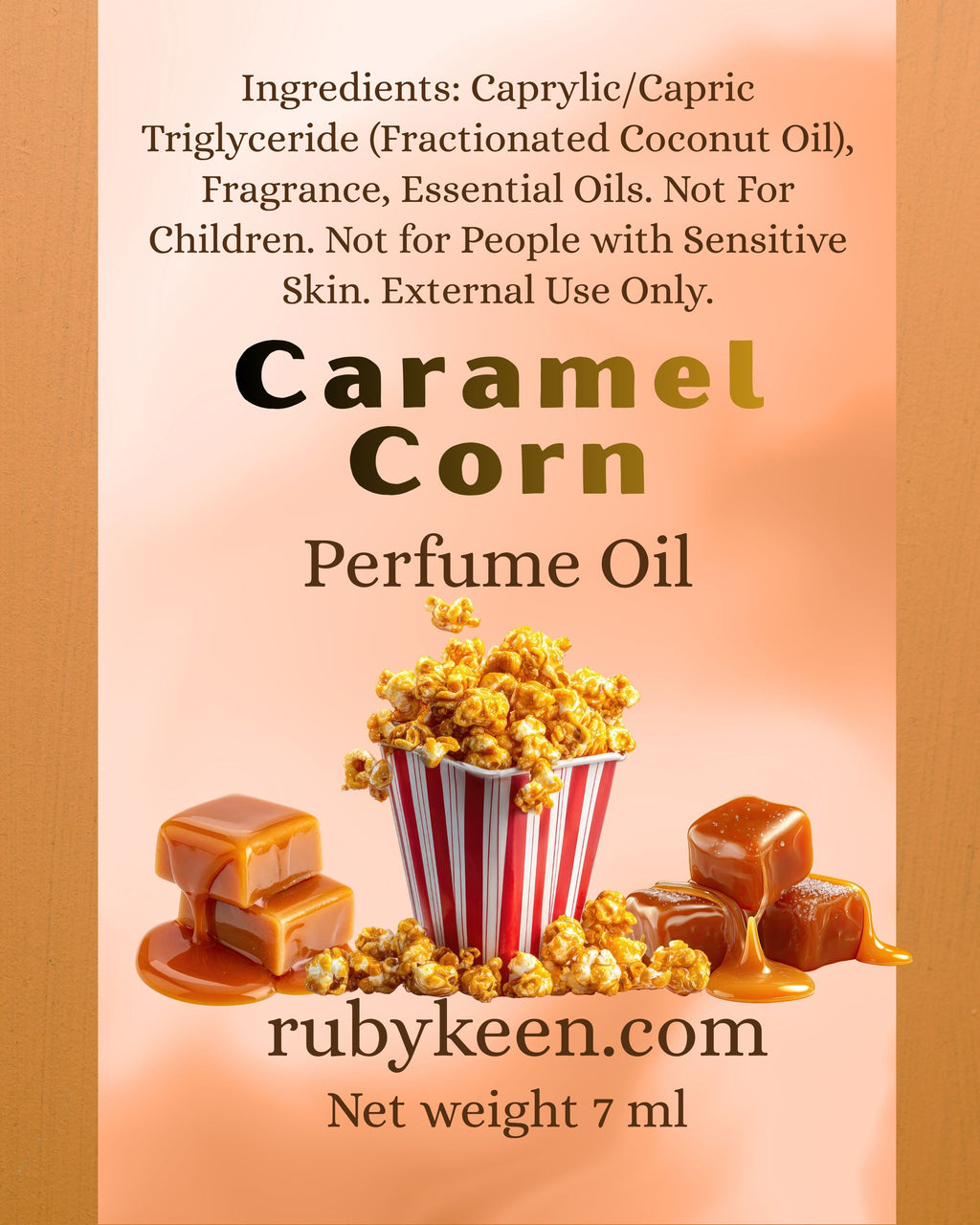 Caramel Corn Perfume Oil | Sweet Gourmand Roll On Fragrance | 7 ml Handmade Bakery Scent | Summer Fair Treat | Cozy Dessert Perfume