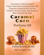 Caramel Corn Perfume Oil | Sweet Gourmand Roll On Fragrance | 7 ml Handmade Bakery Scent | Summer Fair Treat | Cozy Dessert Perfume