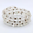Clear Quartz Gemstone Chip Bead 3-Layer Memory Wire Wrap Bracelet