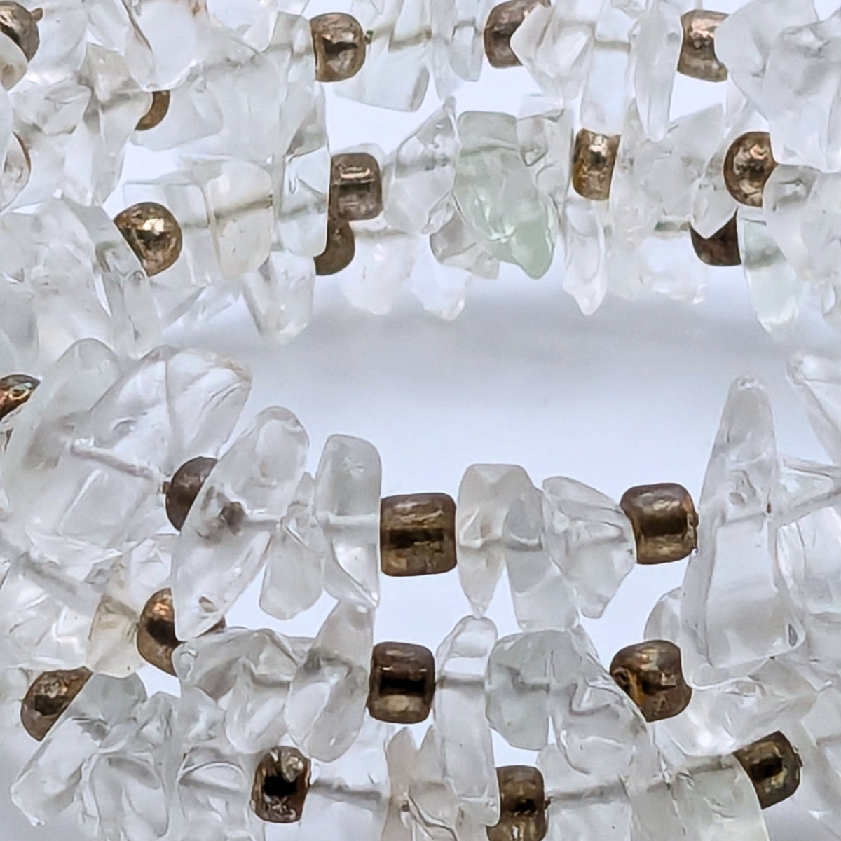 Clear Quartz Gemstone Chip Bead 3-Layer Memory Wire Wrap Bracelet