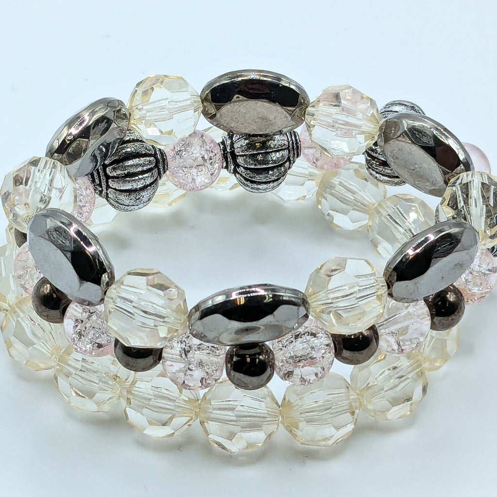 Silver Beaded Bracelets for Women Jewelry Boho Beaded 3 Stacked Set image 0