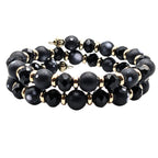 Satin Black Beaded Cuff Bracelet image 1