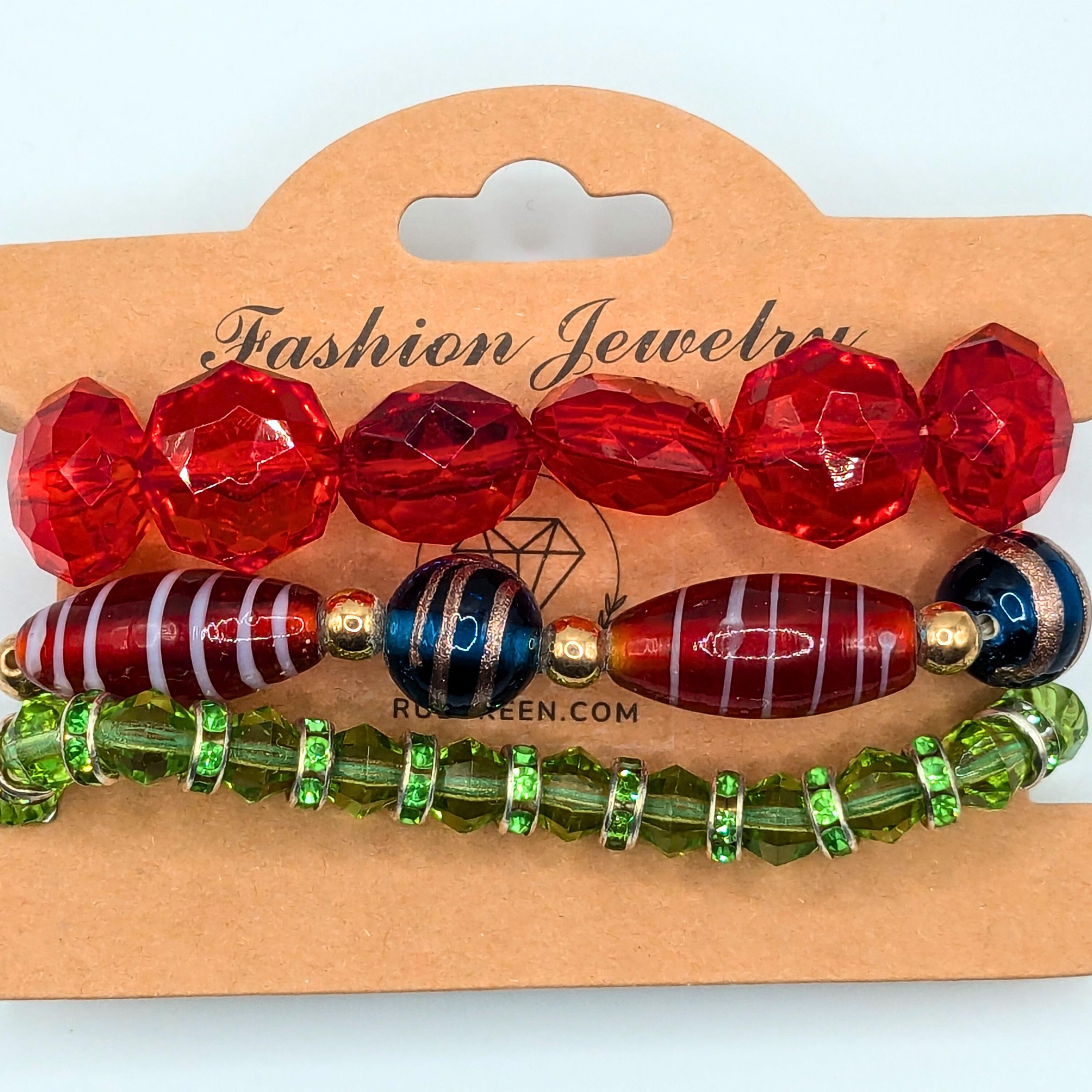 Beaded Bracelets for Women Trendy Jewelry Boho Beaded 3 Stacked Set image 4