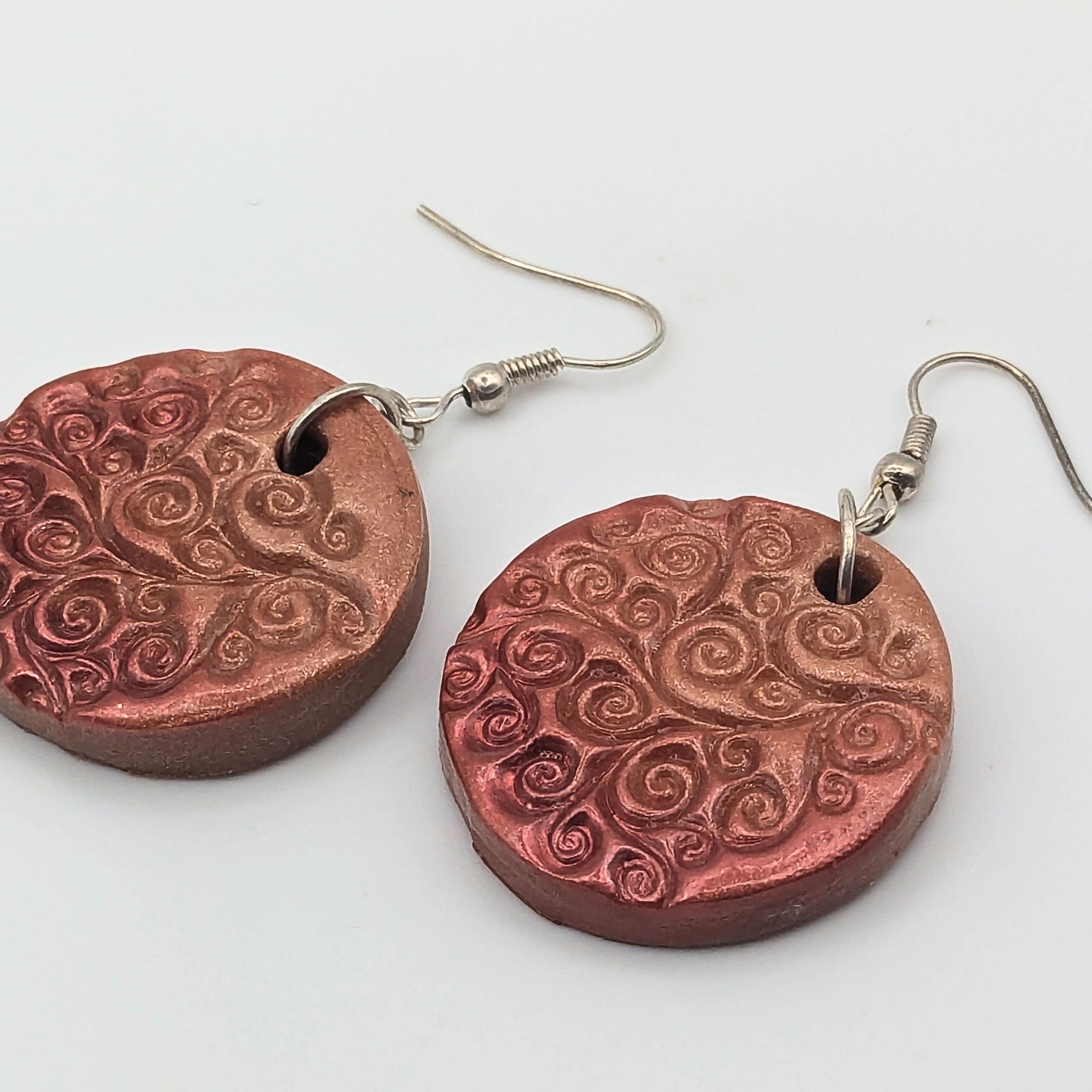 Textured Polymer Clay Dangle Earrings image 1