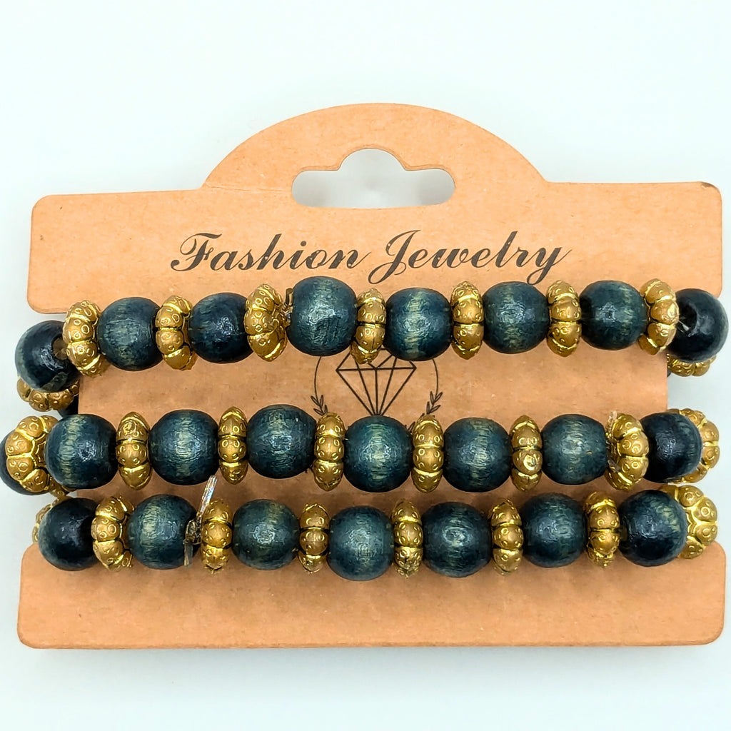 Deep Teal Beaded Bracelets for Women Jewelry Boho Beaded 3 Stacked Set image 4