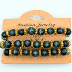 Deep Teal Beaded Bracelets for Women Jewelry Boho Beaded 3 Stacked Set image 4