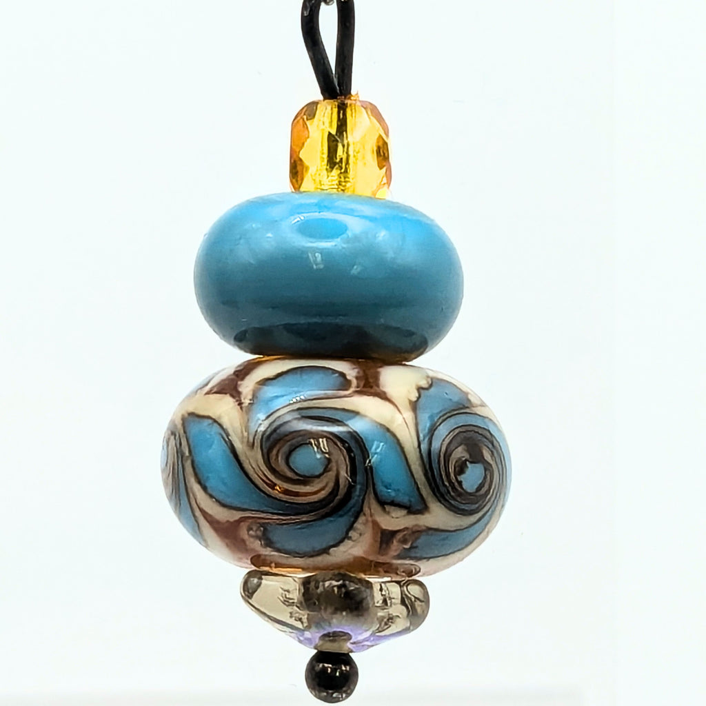 Light Blue And Yellow Swirl Dangle Earrings image 1