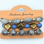 Grey Beaded Bracelets for Women Jewelry Boho Beaded 3 Stacked Set image 0