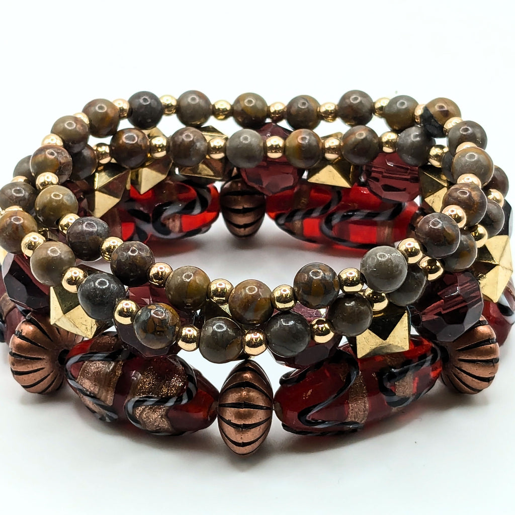 Mixed Beaded Bracelets for Women Jewelry Boho Beaded 4 Stacked Set image 3