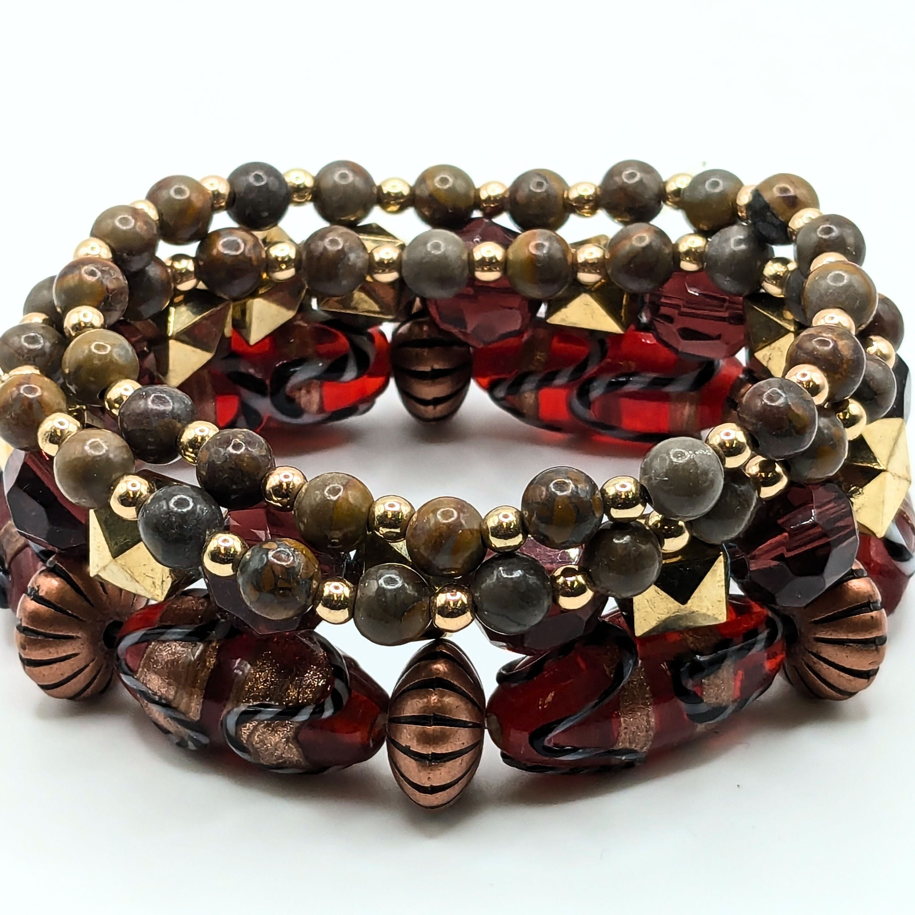 Mixed Beaded Bracelets for Women Jewelry Boho Beaded 4 Stacked Set image 3