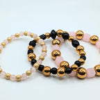 Pale Pink Beaded Bracelets for Women Jewelry Boho Beaded 3 Stacked Set image 3