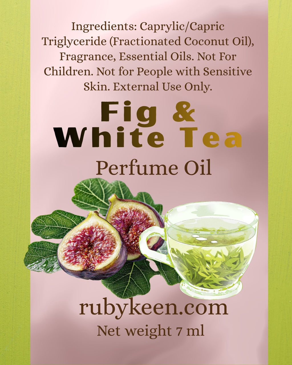 Fig & White Tea Perfume Oil | Fresh Botanical Fragrance | Clean Tea Scent image 5