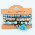 Baby Blue Beaded Bracelets for Women Jewelry Boho Beaded 4 Stacked Set image 0