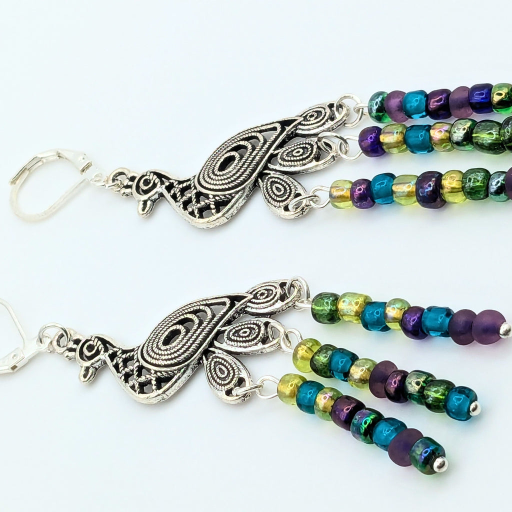 Peacock Crystal Dangle Earrings image 1