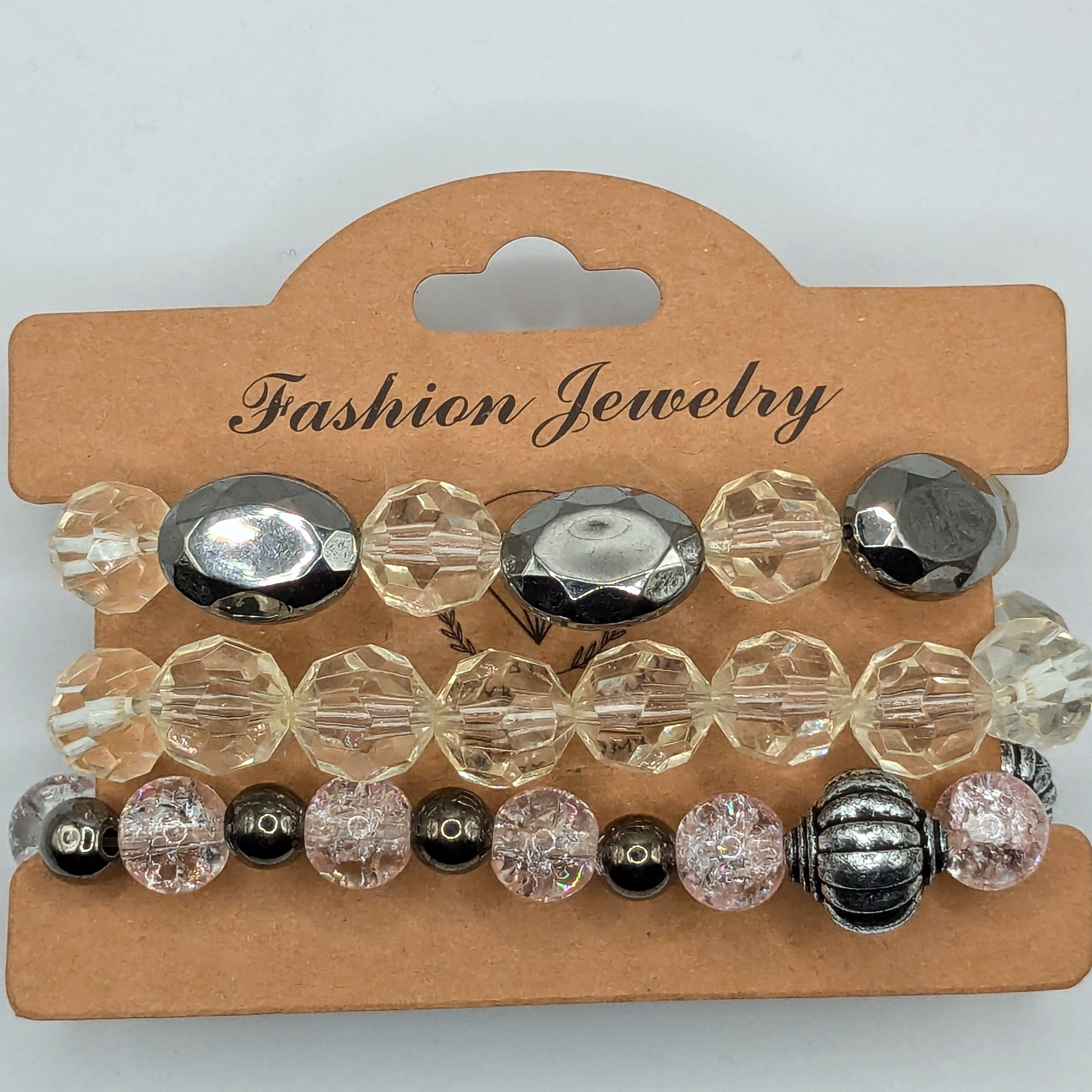 Silver Beaded Bracelets for Women Jewelry Boho Beaded 3 Stacked Set image 1