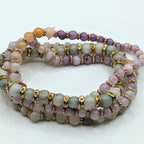 Gemstone Beaded Bracelets for Women Trendy Jewelry Boho 4 Stacked Set image 3