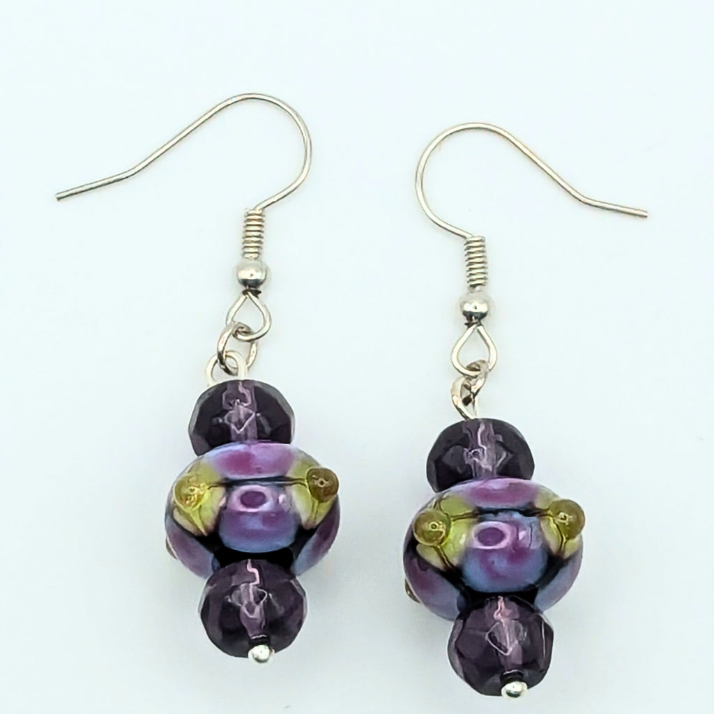 Purple And Lime Dangle Earrings image 3