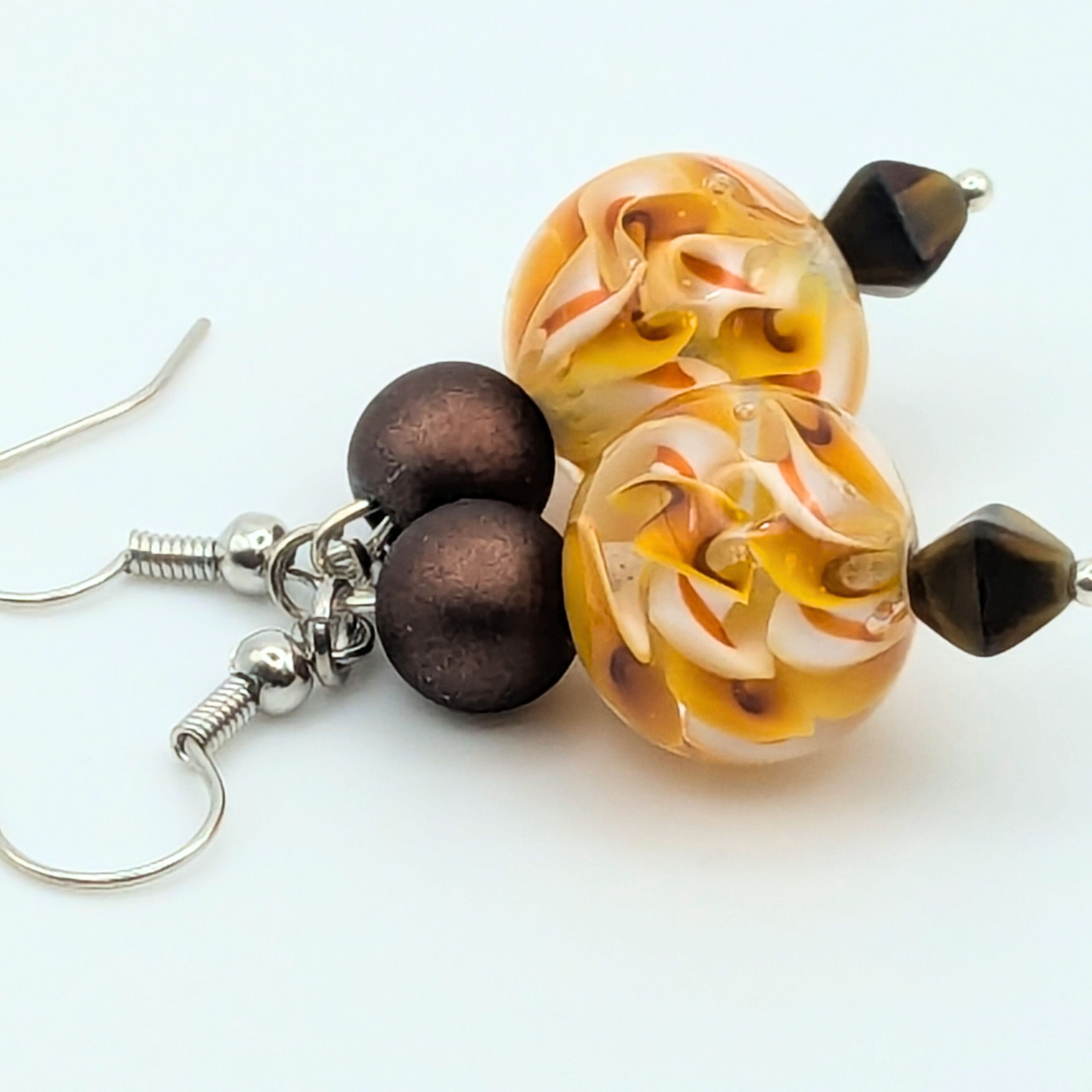 Yellow Marbled Dangle Earrings image 3