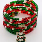 Super Chunky Christmas Beaded Wrap Cuff Bracelet image 3