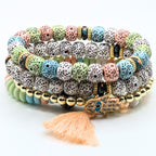 Pastel Beaded Bracelets for Women Jewelry Boho Beaded 4 Stacked Set image 1