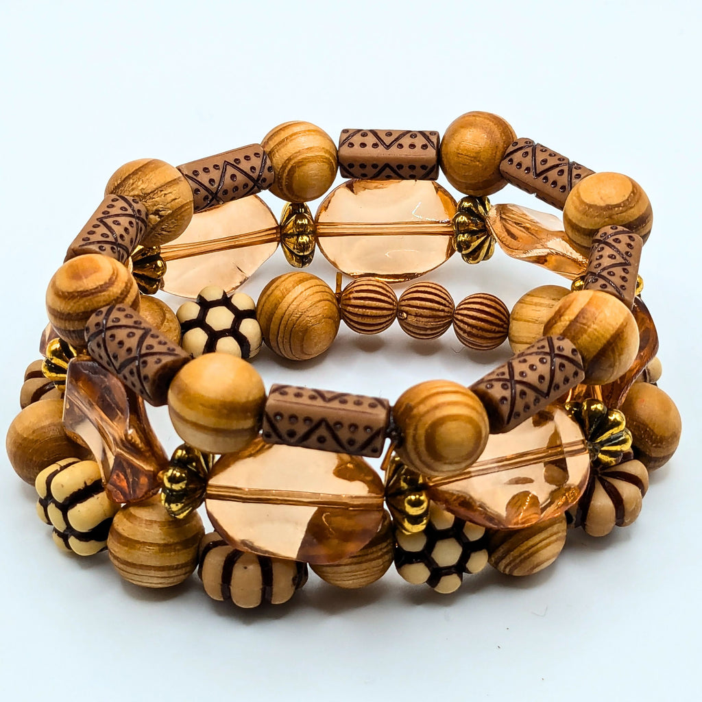Brown Beaded Bracelets for Women Jewelry Boho Beaded 3 Stacked Set image 4