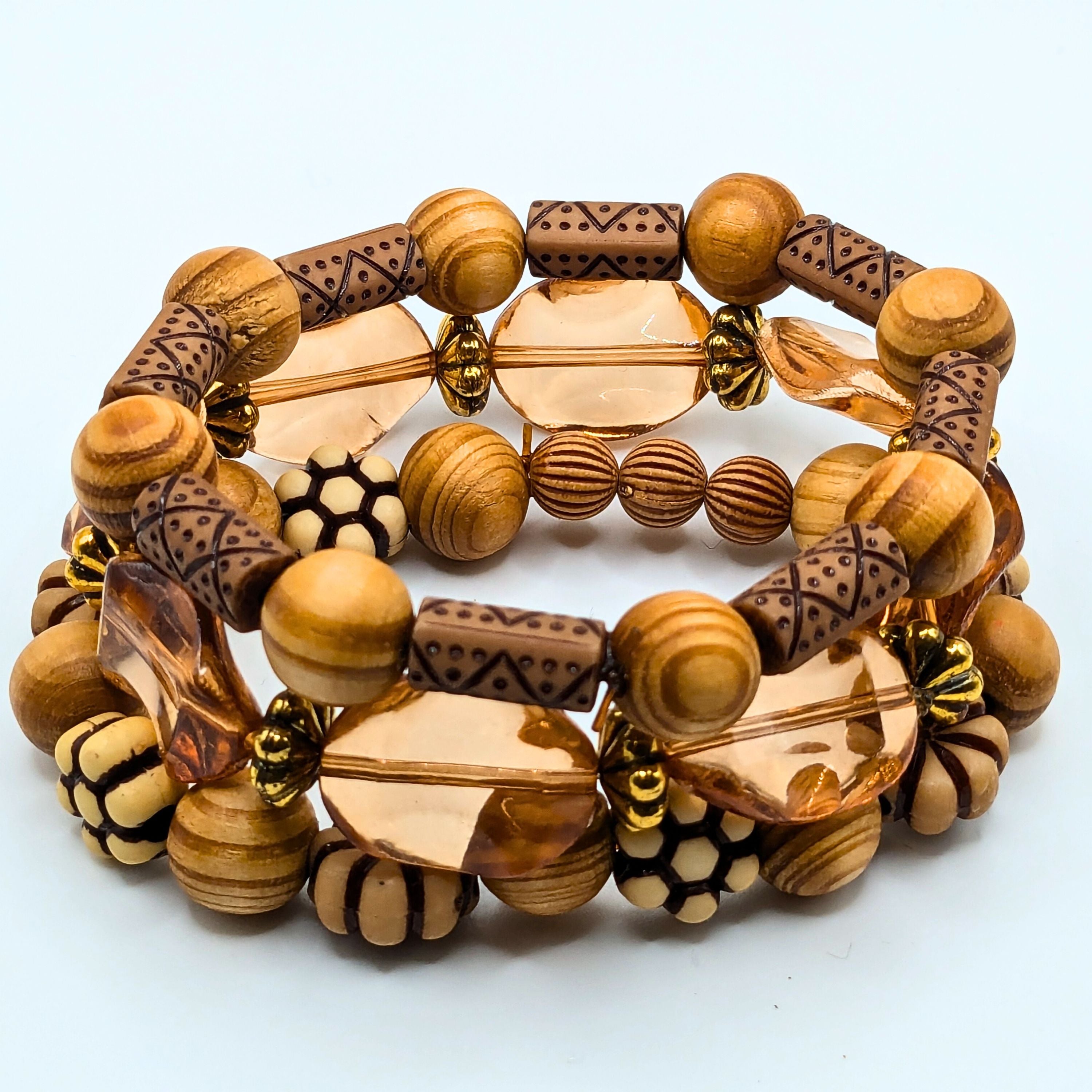 Brown Beaded Bracelets for Women Jewelry Boho Beaded 3 Stacked Set image 4