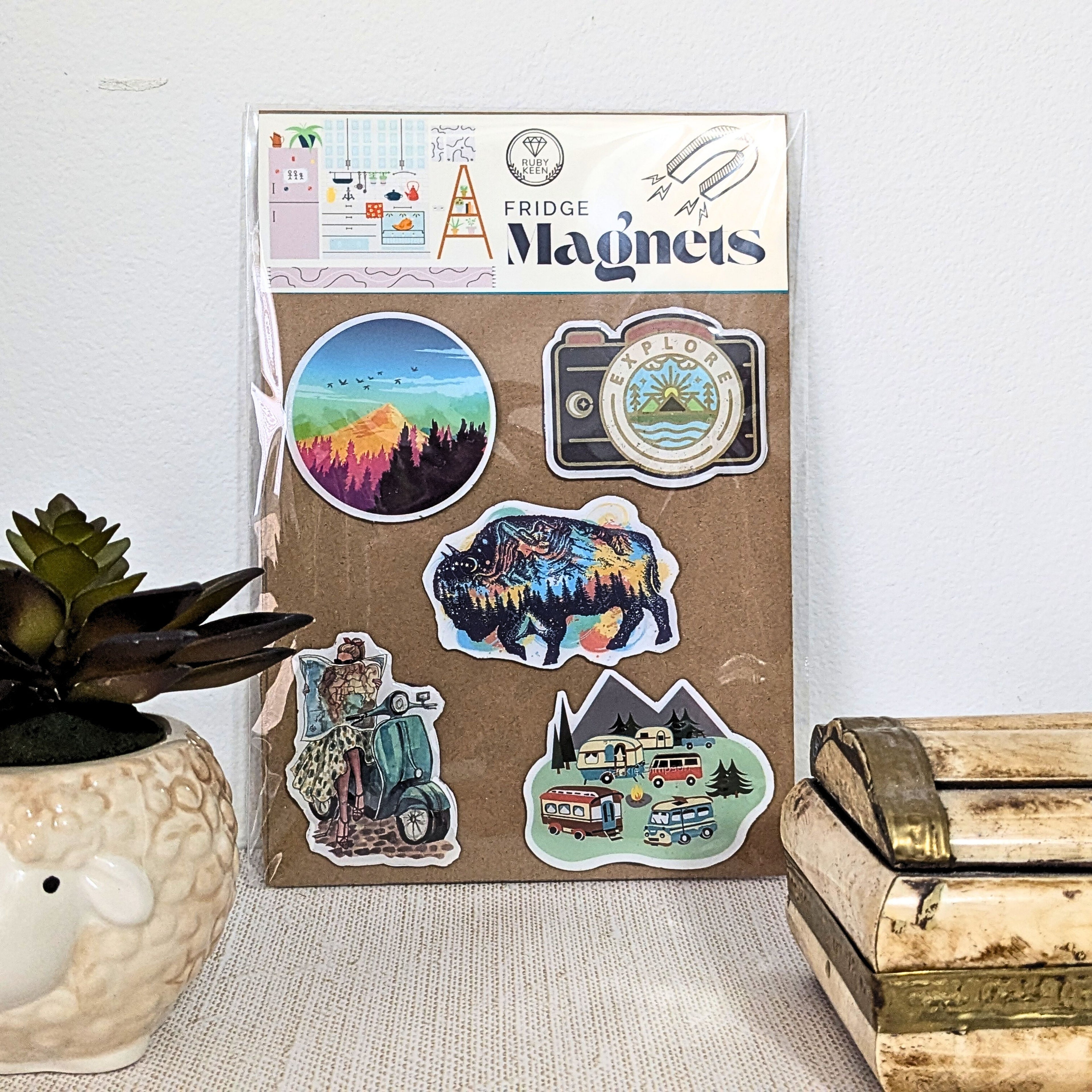Travel Fridge Magnets – RV Vacation Decor – Road Trip Kitchen Ma image 2