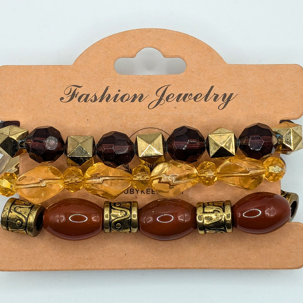 Brown Beaded Bracelets for Women Jewelry Boho Beaded 3 Stacked Set image 3