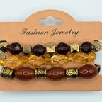 Brown Beaded Bracelets for Women Jewelry Boho Beaded 3 Stacked Set image 3