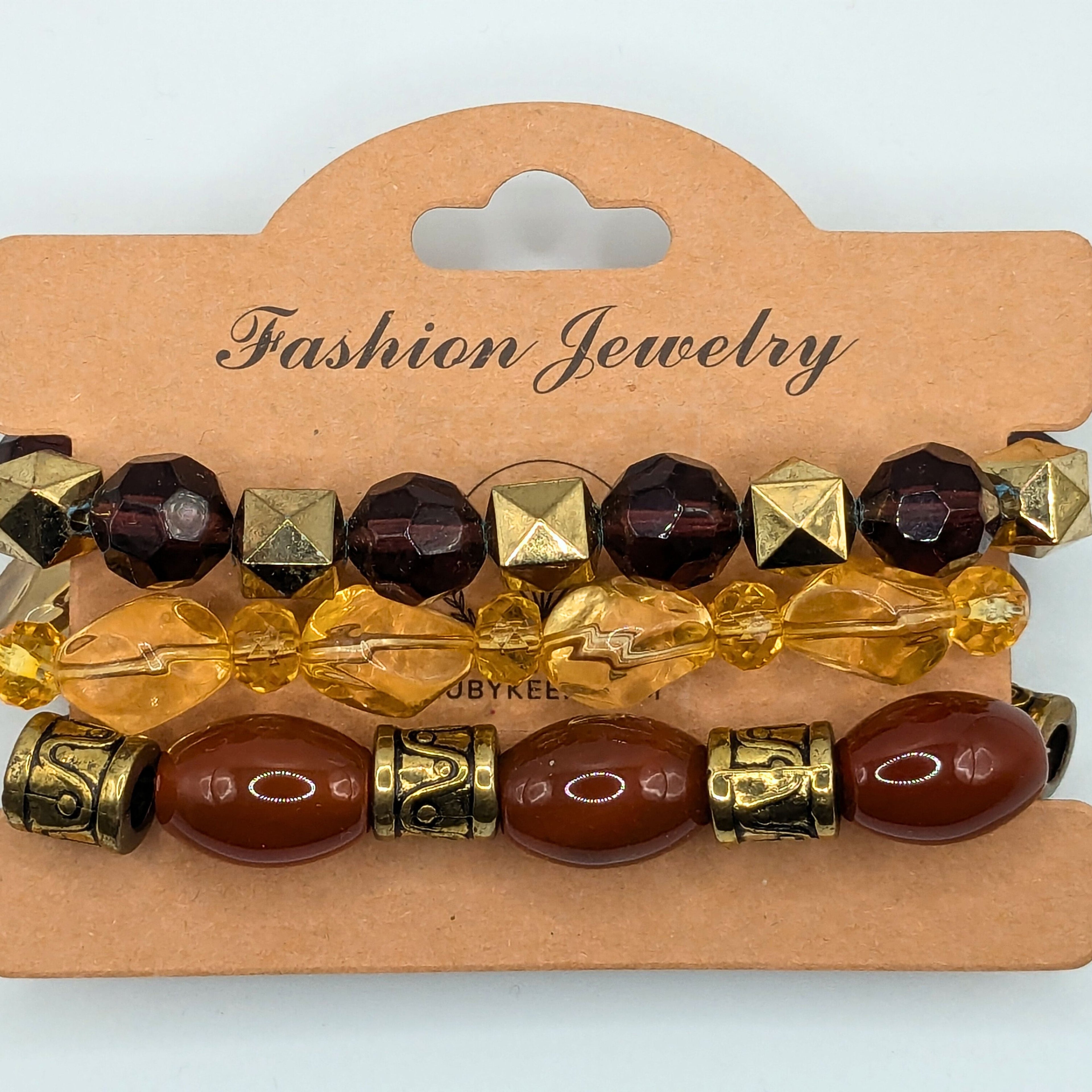 Brown Beaded Bracelets for Women Jewelry Boho Beaded 3 Stacked Set image 3