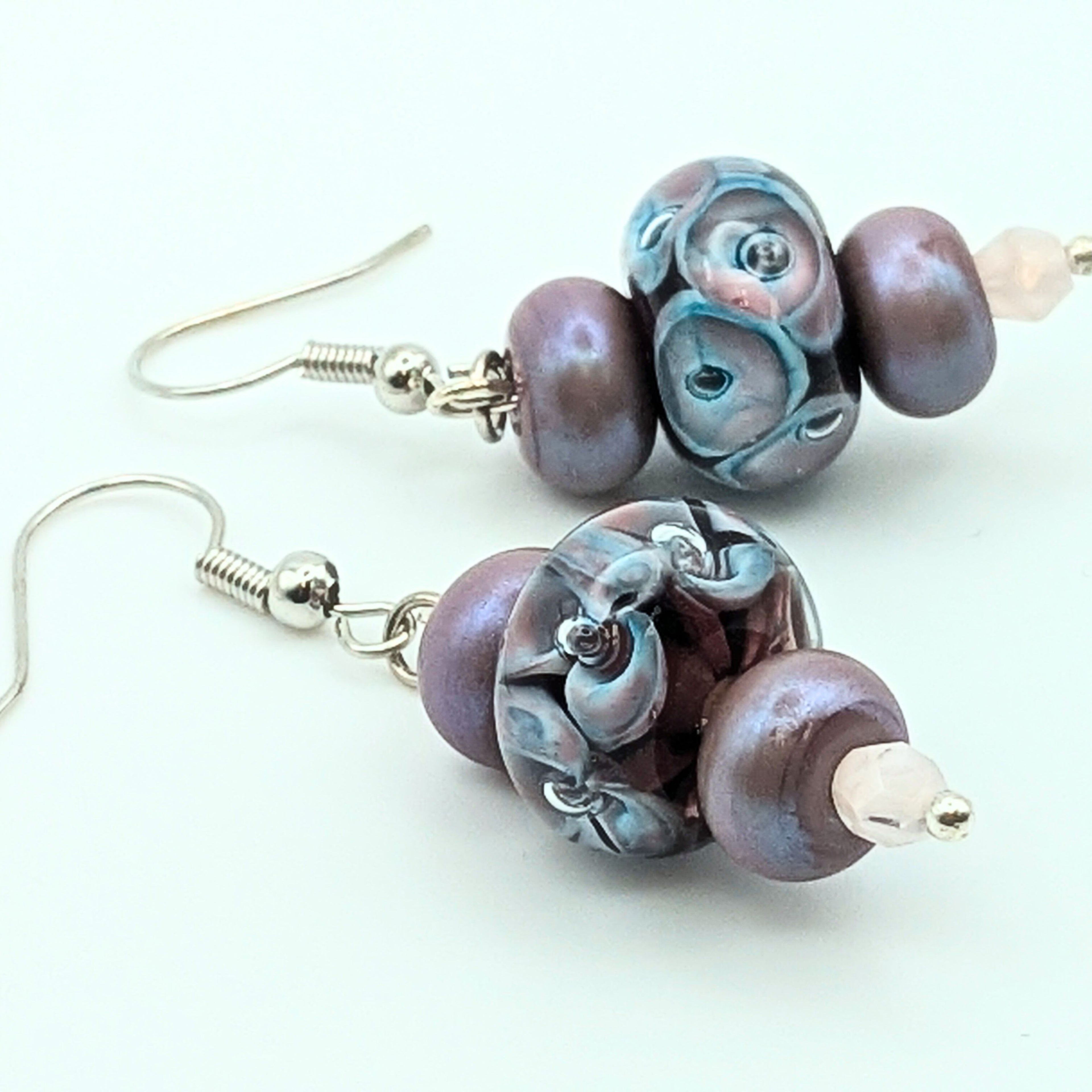 Purple Marbled Dangle Earrings image 3