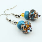 Light Blue And Yellow Swirl Dangle Earrings image 3