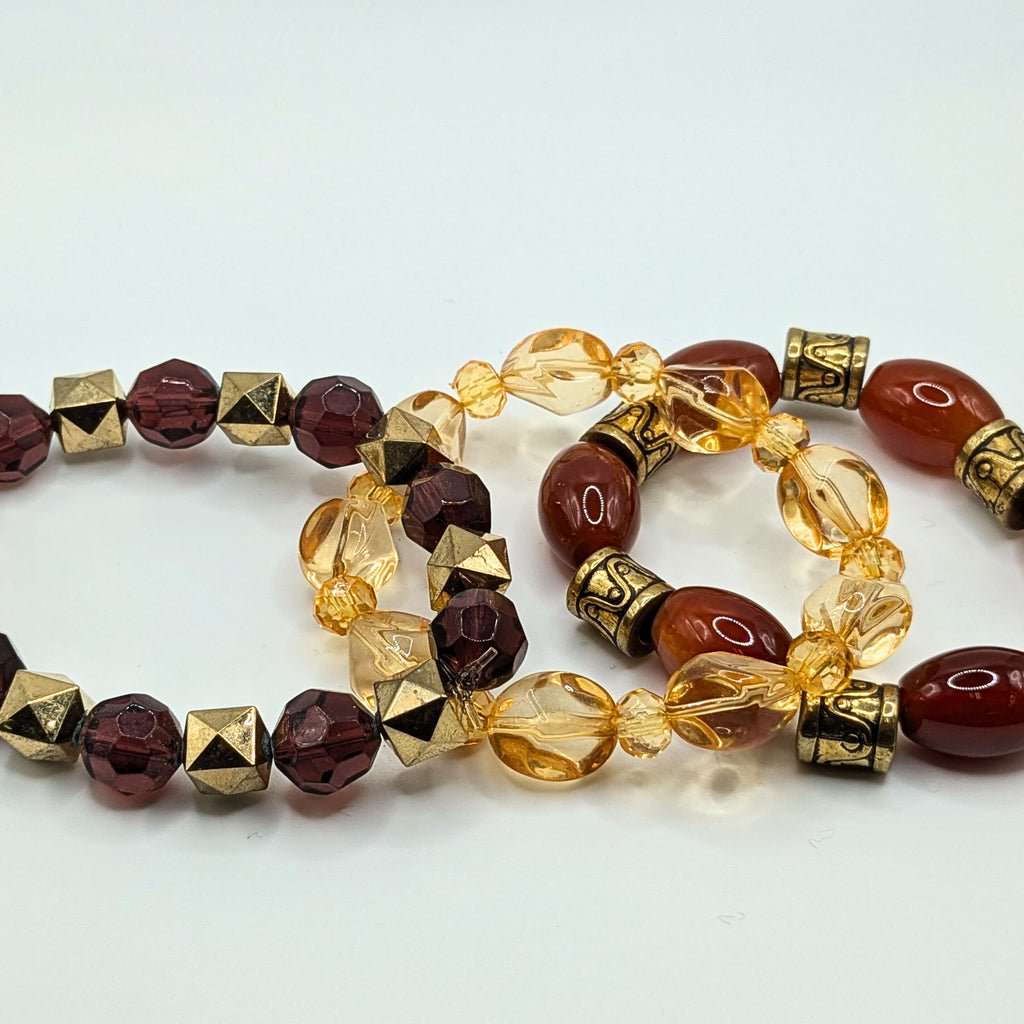 Brown Beaded Bracelets for Women Jewelry Boho Beaded 3 Stacked Set image 2