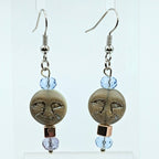 Czech Glass Moon Face Dangle Earrings image 0
