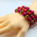 Hot Pink Beaded Bracelets for Women Jewelry Boho Beaded 3 Stacked Set image 0