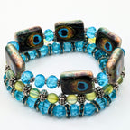 Peacock Beaded Bracelets for Women Jewelry Boho Beaded 3 Stacked Set image 3