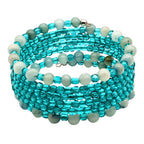 6 Layer Teal Beaded Cuff Bracelet image 2