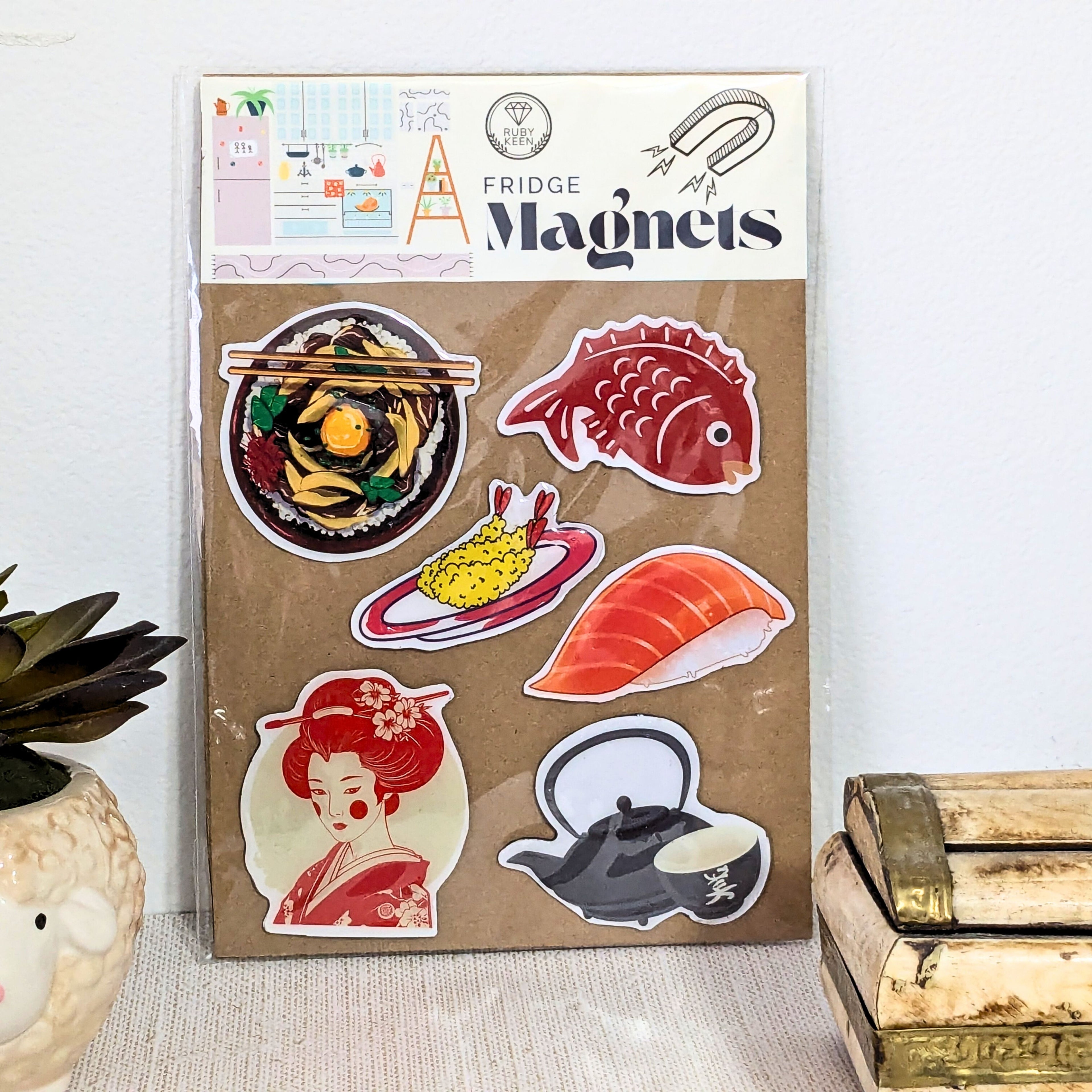 Japanese Geisha Themed Fridge Magnets Kitchen Decor Miniature Food Magnets image 2