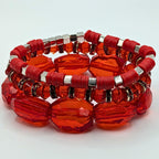 Red Beaded Bracelets for Women Jewelry Boho Beaded 3 Stacked Set image 1