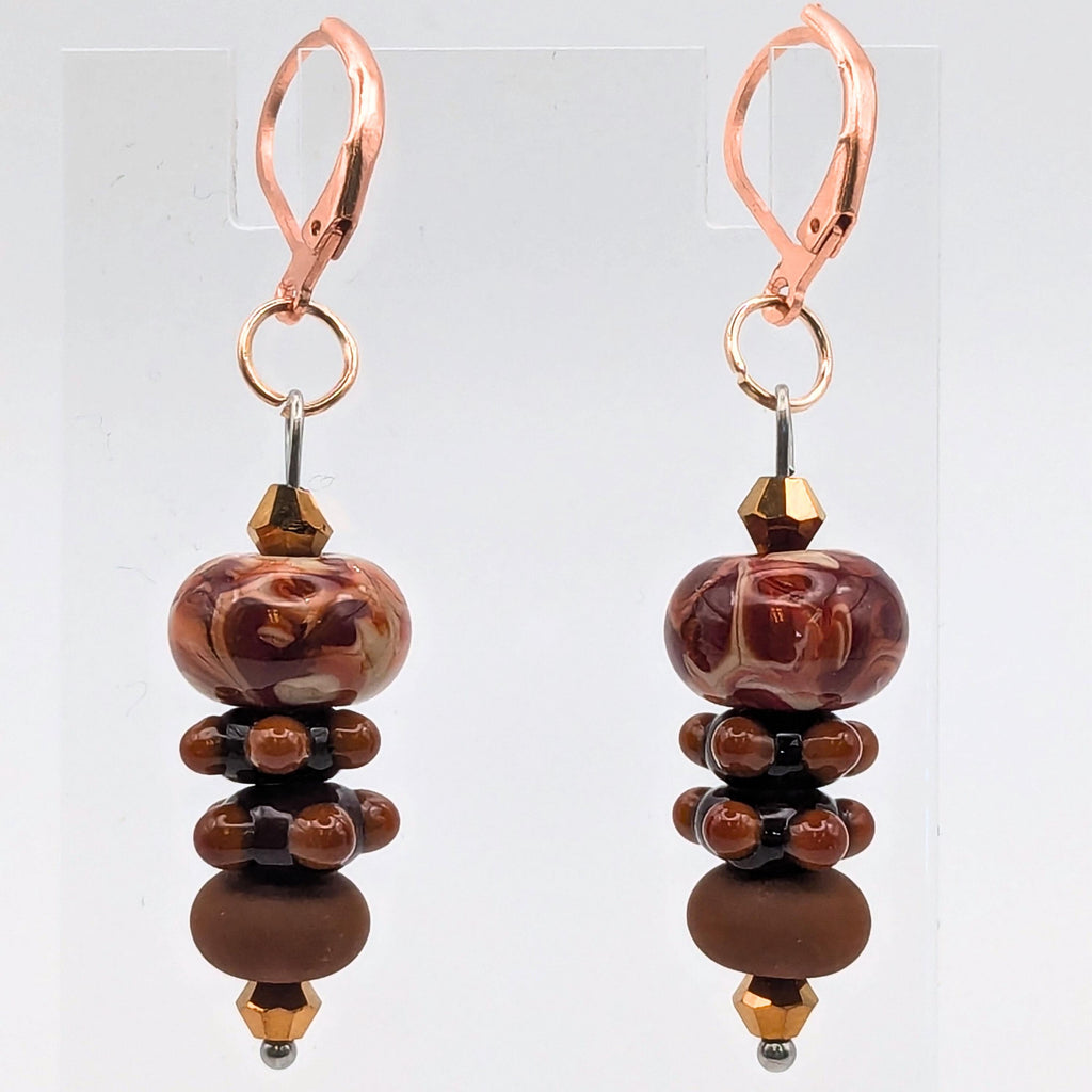 Brown Stacked Dangle Earrings image 4
