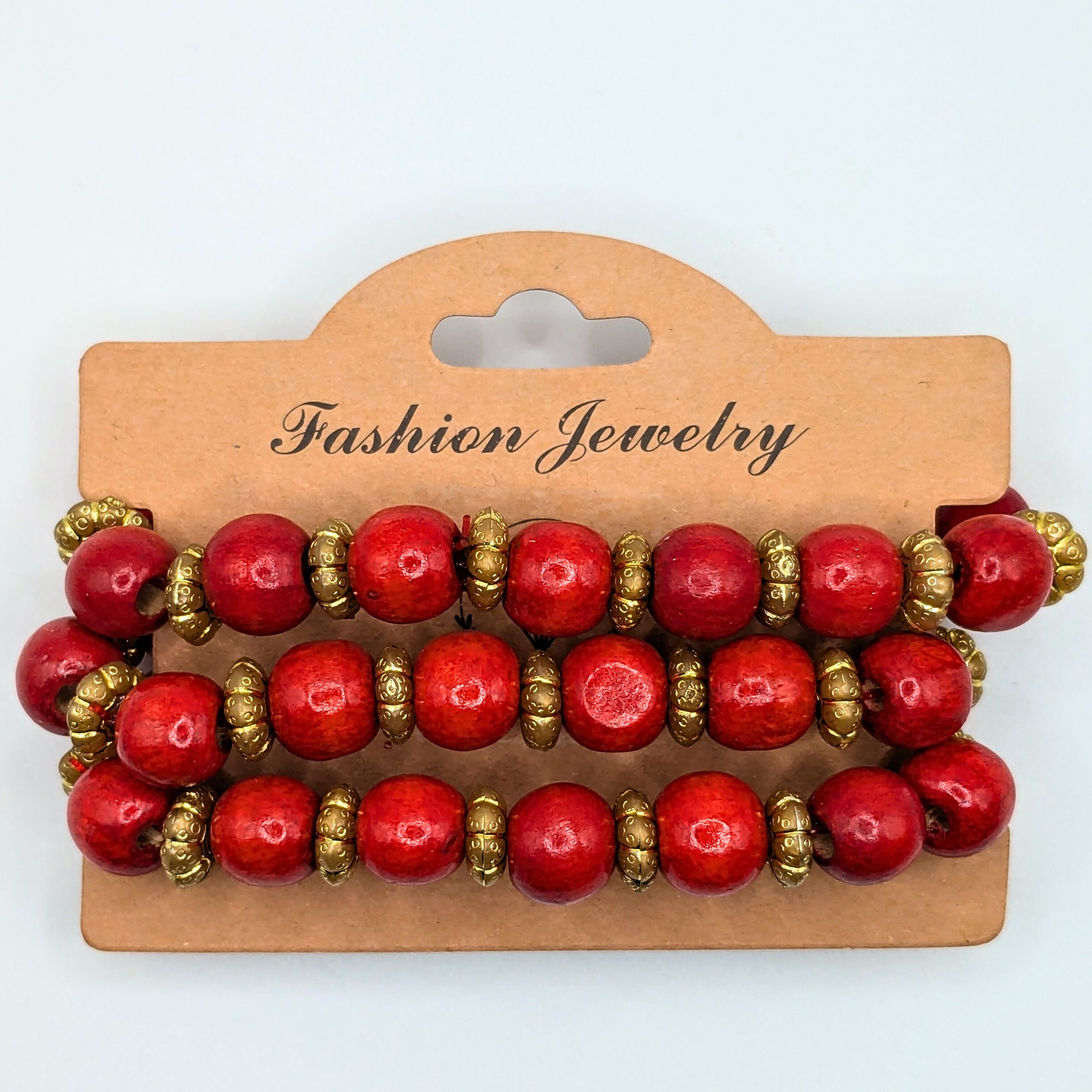 Red Beaded Bracelets for Women Jewelry Boho Beaded 3 Stacked Set image 3