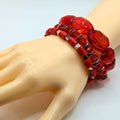 Red Beaded Bracelets for Women Jewelry Boho Beaded 3 Stacked Set image 0